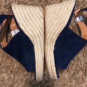 Navy espadrille wedge sandals
